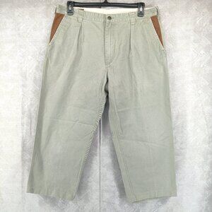 Orvis Pants Mens 38x25 Zambezi Twill Pleated Chino Khaki Beige Tan Outdoors